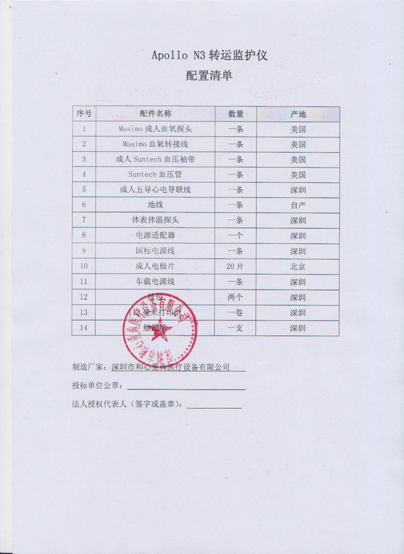 N3配置清单